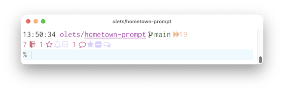 Hometown Prompt screenshot, custom colors and symbols