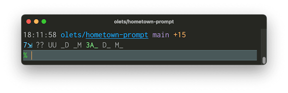 Hometown Prompt screenshot, default configuration